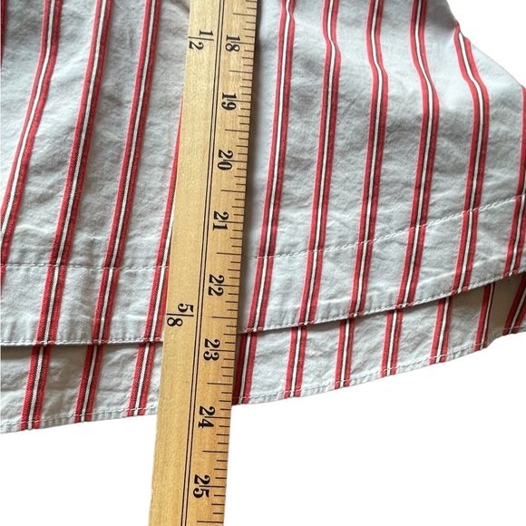 DEREK LAM 10 CROSBY Blue/Red Striped Dress Ruffle Shirtdress Sleeveless - Sz 16 - Picture 16 of 16